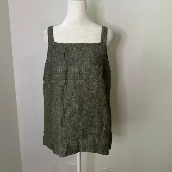 Athleta dark green sleeveless linen tank top size L - Picture 3 of 14